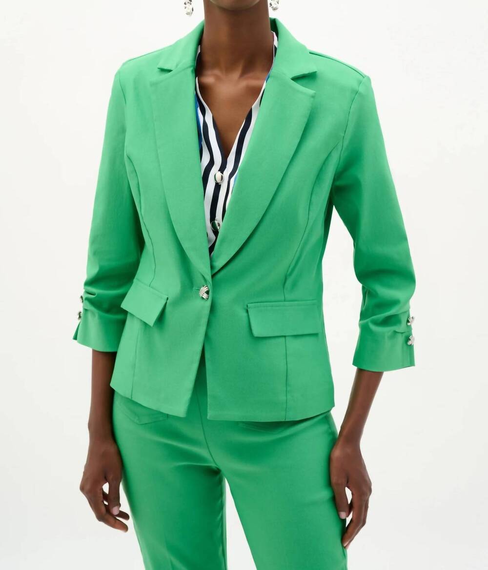 NEW JOSEPH RIBKOFF fitted blazer with statement button in palm green